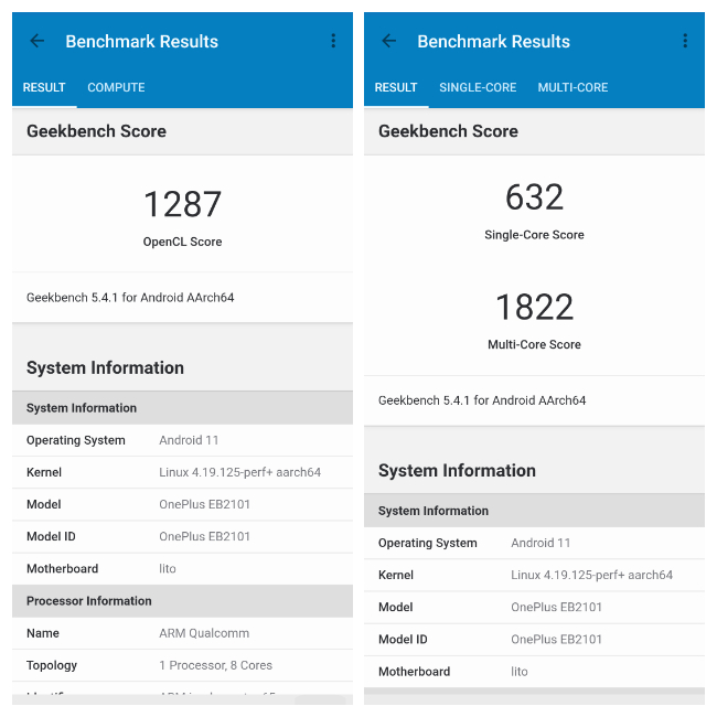 Nord CE 5G Geekbench Result